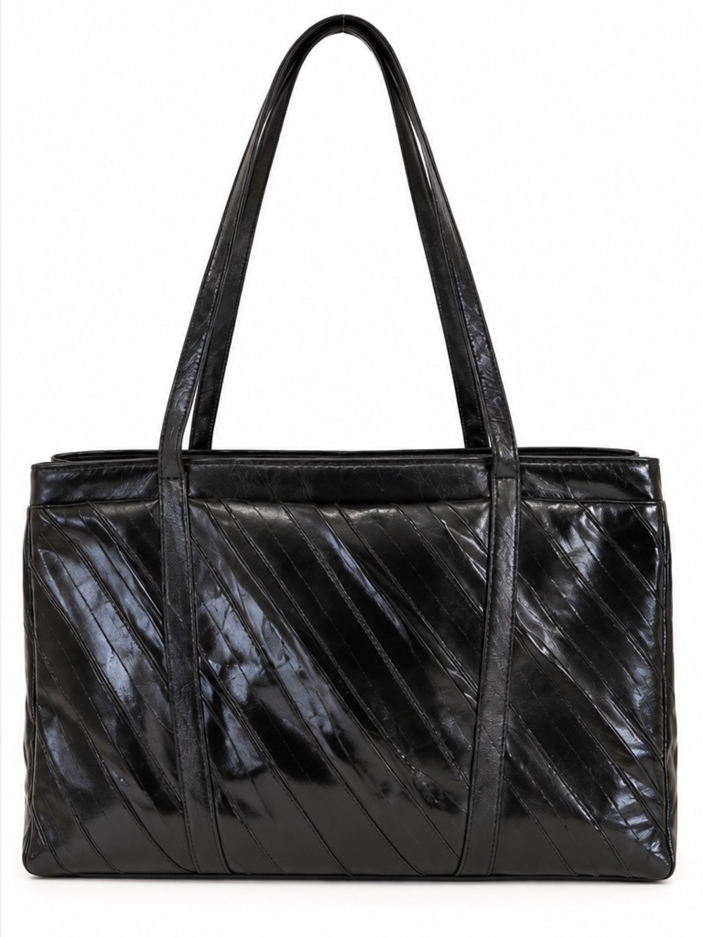 Vintage Genuine Eel Skin Black Shoulder Bag Made in Korea